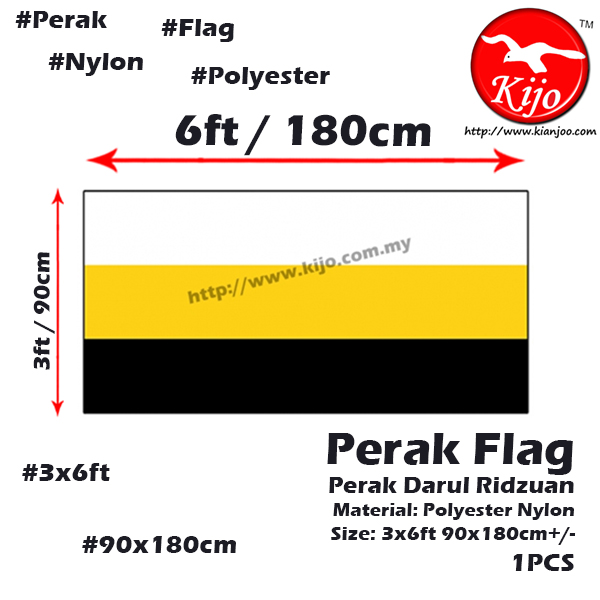 Perak Flag 3x6ft 90x180cm Polyster Nylon